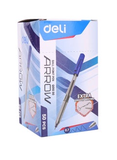 Deli 50-Piece Arrow Ballpoint Pen Set 0.7mm Tip Blue Ink  - Image 1