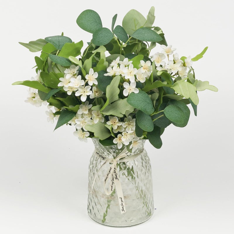 YUGALI 4 PCS 16" Artificial Plants Flowers Indoor Eucalyptus Greenery Stems White Cherry Blossom Branches for Vase Faux Spring Home Decor Centerpiece Decoration - Image 2