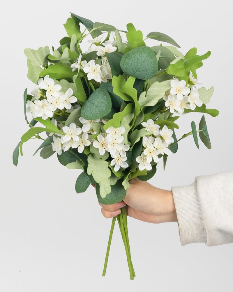 YUGALI 4 PCS 16" Artificial Plants Flowers Indoor Eucalyptus Greenery Stems White Cherry Blossom Branches for Vase Faux Spring Home Decor Centerpiece Decoration - Image 3