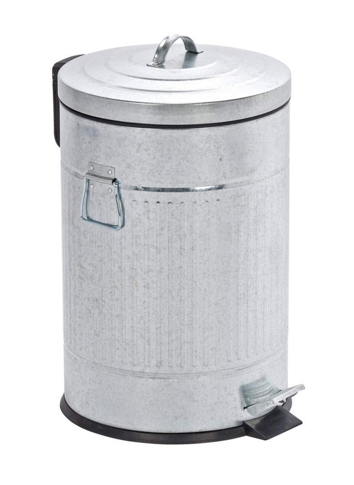 Wenko WENKO Step Trash Can with Lid and Pedal Retro Metal Garbage Bin for Bathroom Kitchen Office Soft Close 5 Gallon 122 x 187 x 122 in Gray 