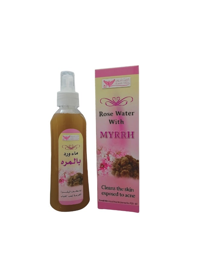 Kuwait Shop Rose Water with Myrrh 200ml – Brightening & Hydrating Face Mist | Natural Toner for Glowing, Clear, and Acne-Prone Skin | Tightens Pores & Refreshes Skin - Image 1