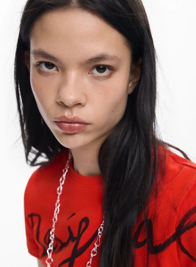 Desigual Red Logo knit t-shirt for Women | Best Price UAE
