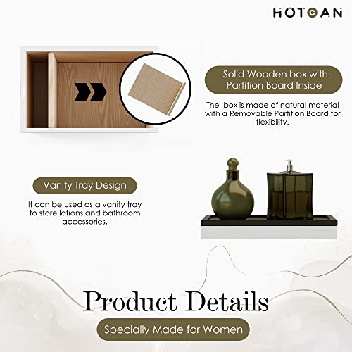 HOTCAN Discreet Tampon Holder for Bathroom with Vanity Tray Lid, Tampon Organizer for bathroom for Wall or Countertop Mount, Wood Pad Dispenser, Feminine Product Organizer - Image 3