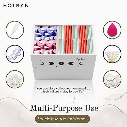 HOTCAN Discreet Tampon Holder for Bathroom with Vanity Tray Lid, Tampon Organizer for bathroom for Wall or Countertop Mount, Wood Pad Dispenser, Feminine Product Organizer - Image 5