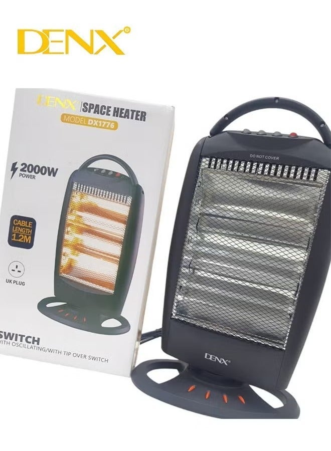 Denx Electric Heater - Infrared Fireplace- 3 Lamps 2000 W With 3 Heat Setting - Image 3