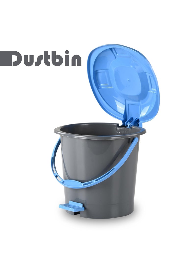 Kuber Industries Kuber Industries Pack of 3 Pedal Dustbin 7 LTR Dustbin with Lid Dustbin for Kitchen Bathroom office Garbage Bin with Handle Wet Dry Waste Bin Blue Dhakkan Trash Can Grey  - Image 2