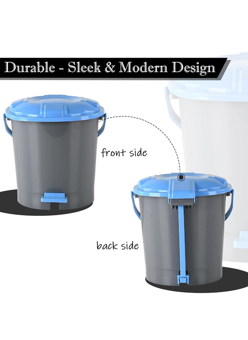 Kuber Industries Kuber Industries Pack of 3 Pedal Dustbin 7 LTR Dustbin with Lid Dustbin for Kitchen Bathroom office Garbage Bin with Handle Wet Dry Waste Bin Blue Dhakkan Trash Can Grey  - Image 5