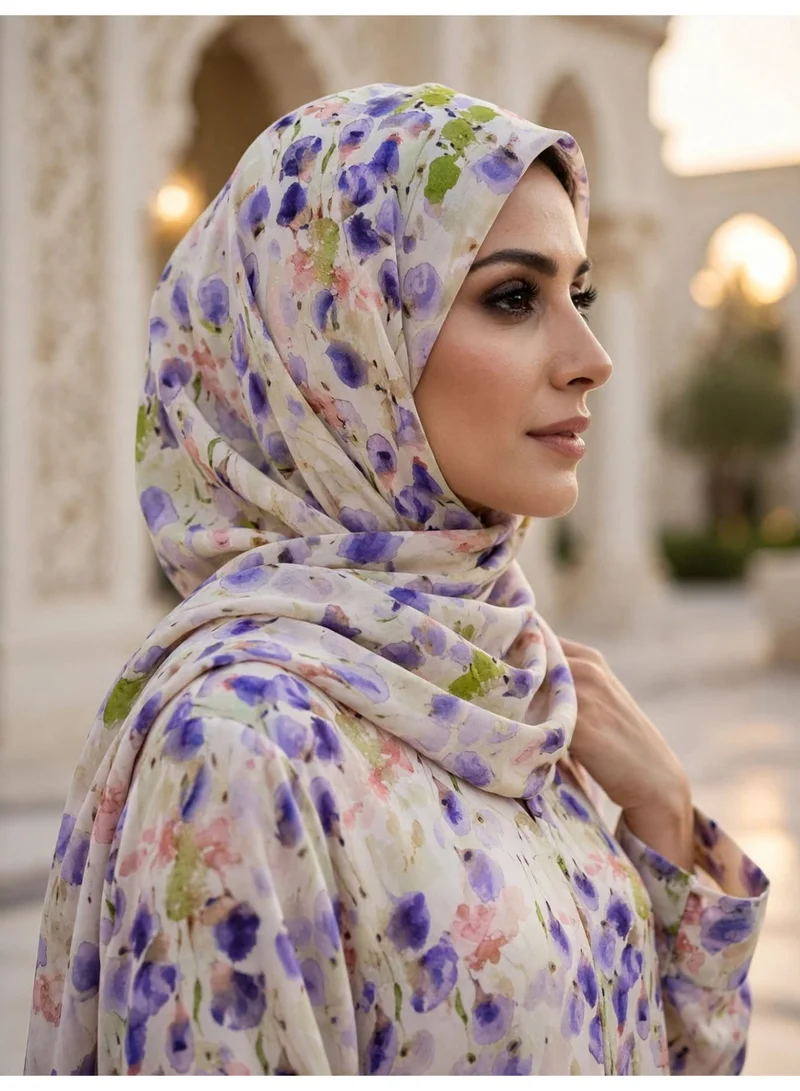 Ikkxa  Floral Print Front Button Abaya with Draped Hijab for Women | Best Price UAE