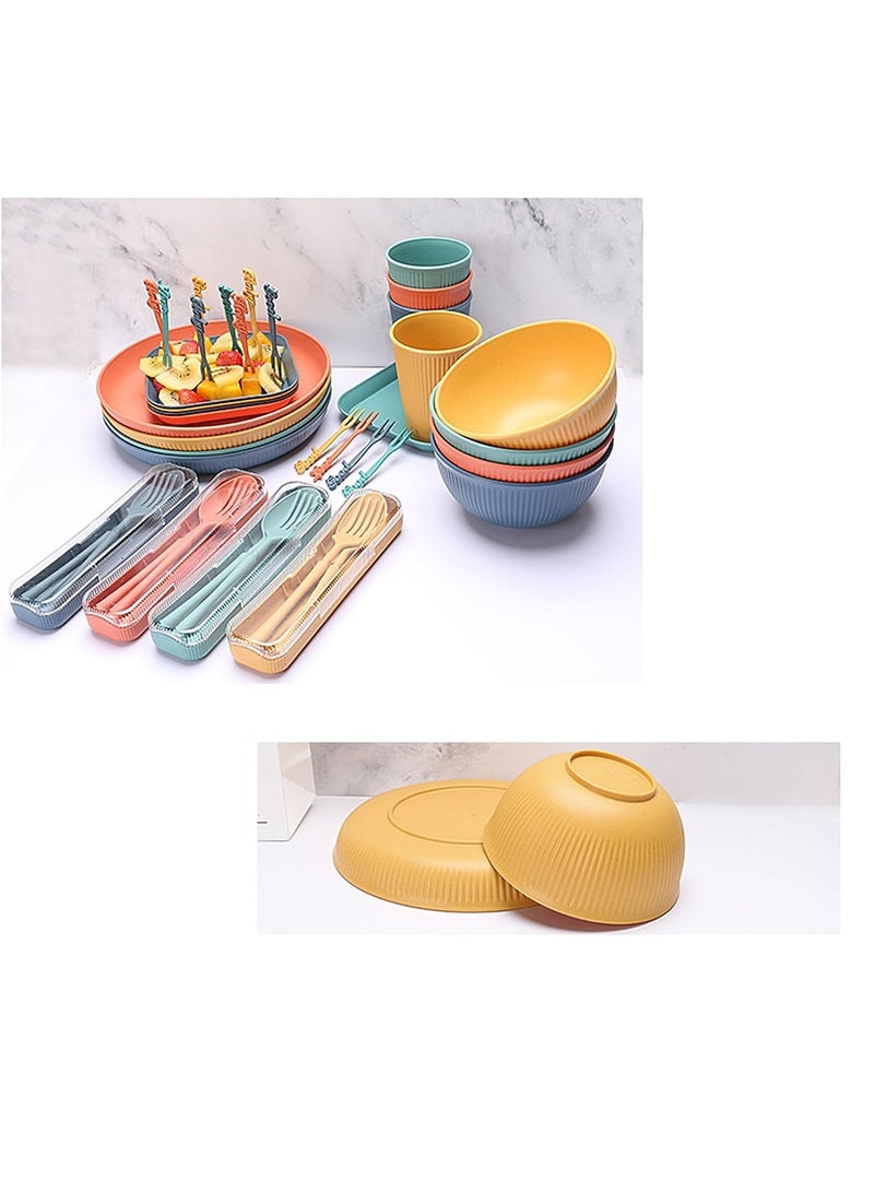 SYOSI 48pcs Unbreakable Dinnerware Sets for 4 People, Camping Plates and Bowls Set, Plastic Picnic Dinner Sets, Lightweight Colorful BBQ Plastic Serving Plates, Bowls, Cups,Cutlery, Forks,Tableware(Green) - Image 4