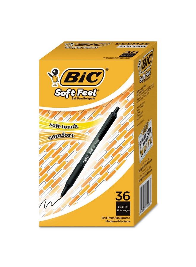Bic قلم حبر جاف قابل للسحب ذو ملمس ناعم Scsm361Bk أسود 1 مم متوسط 36/عبوة - Image 1