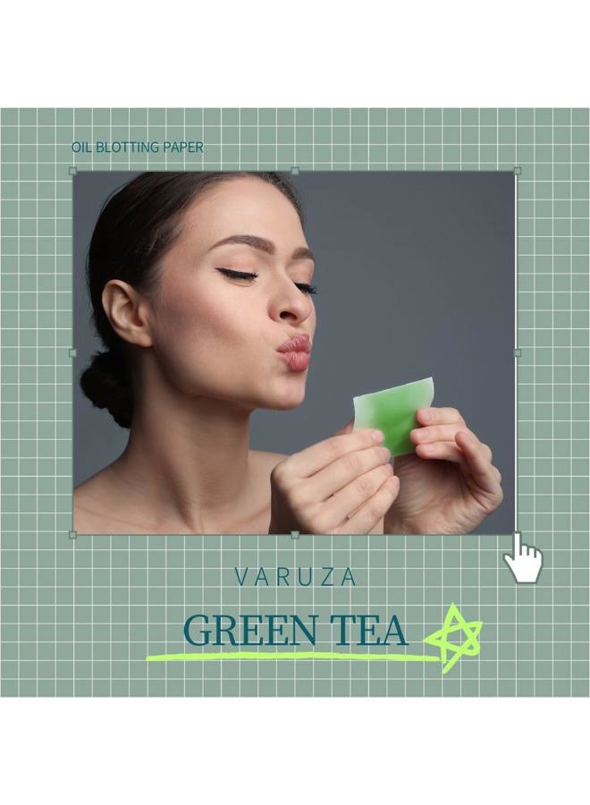 VARUZA [varuza] Biodegradable Green Tea Oil Blotting Paper with Reusable Mirror Case 100 Sheets, Made in Korea - Image 3