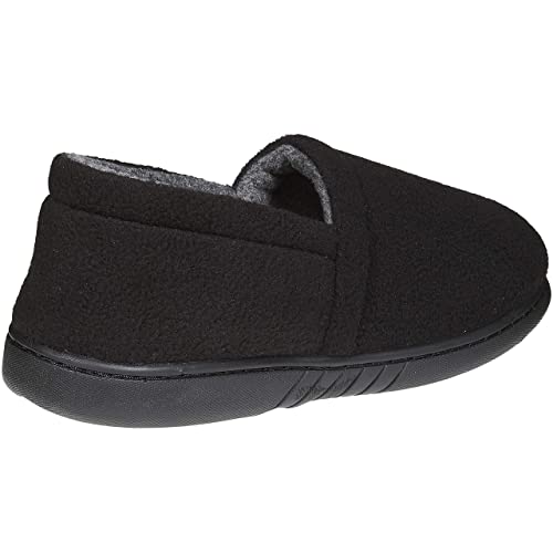 Skysole Kids Boys Fleece A-Line Slippers with Rugged Outsoles Black/Grey Size 4 - Image 2