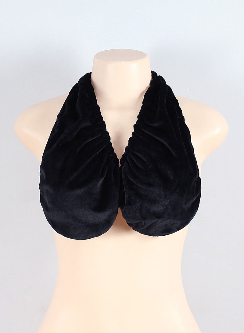 Loquat Halter Neck Towel Nursing Bra Black 