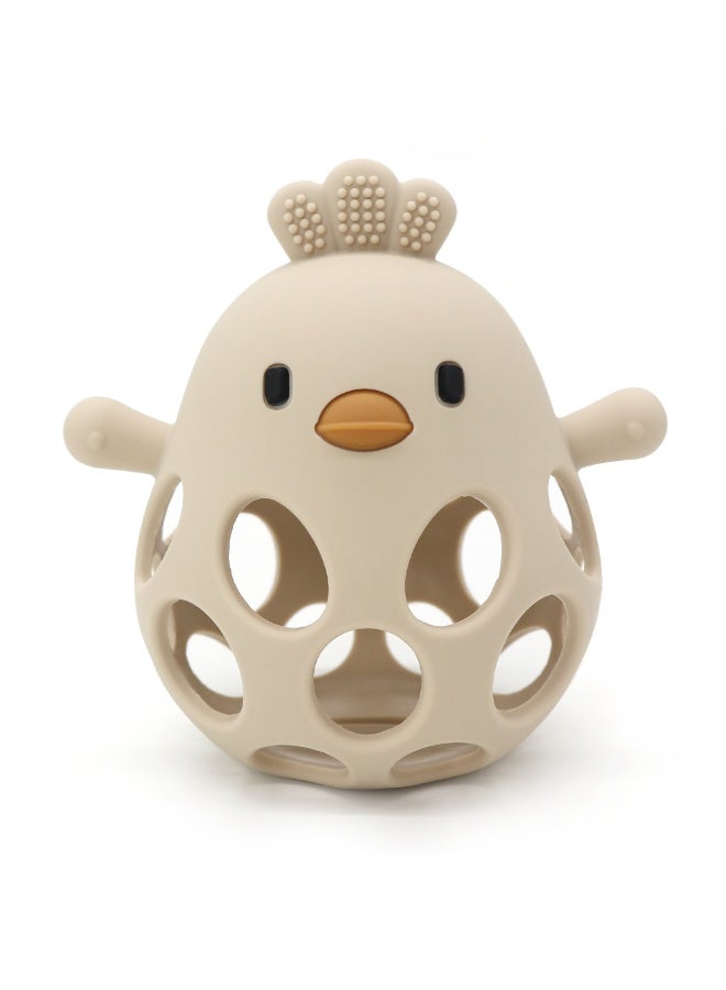 Mini Treasures BPA Free Silicone Baby Chicken Teething Toys| Baby Hand Teether Mitten for Sucking Needs| Baby Chew Toys Hand Pacifier for Soothing Teething Pain Relief - Beige - Image 1