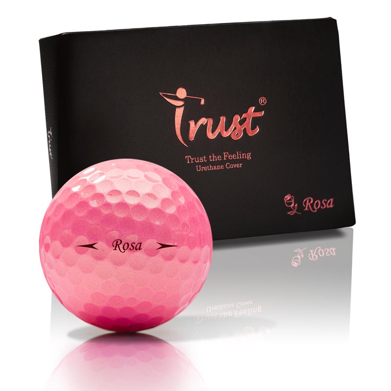 Trust Rosa Golden Pink Golf Ball, Urethane Covered, 3 Piece Golf Ball, Soft & Elasticity Feel, Green Side Control with Distance, Best for Female Golfers (12 Balls) - Image 1