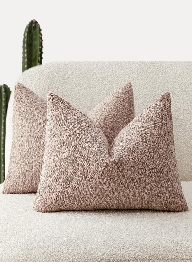 Foindtower Set of 2, Decorative Textured Boucle Throw Pillow Covers Accent Solid Lumbar Pillow Cases Cozy Couch Cushion Case for Chair Sofa Bedroom Living Room Home Decor 12 x 20 Inch Light Pink - Image 1