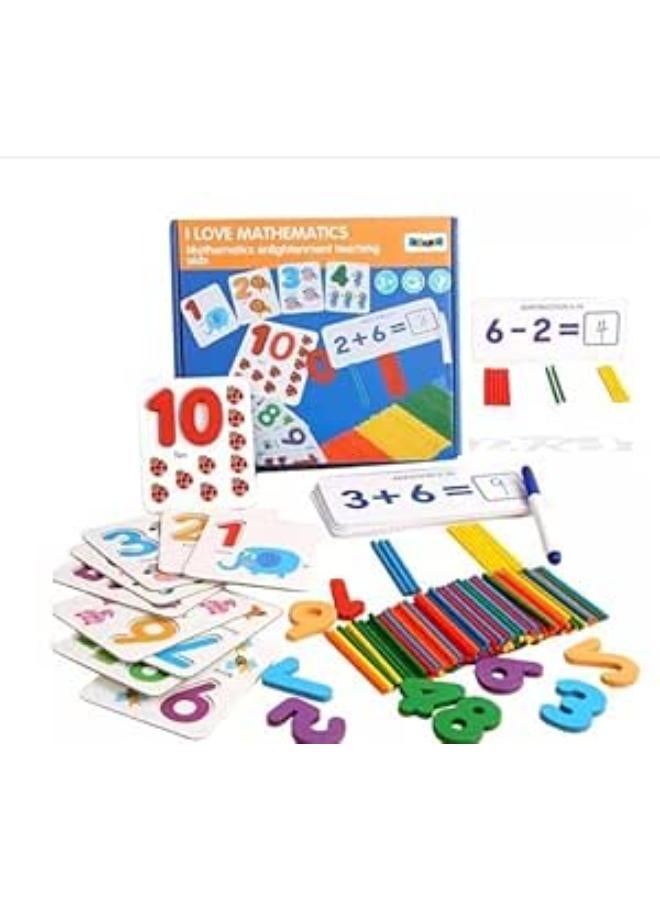 Numbers Game with Matching Wooden Counting Stick and 30 Calculation Cards Montessori Toys