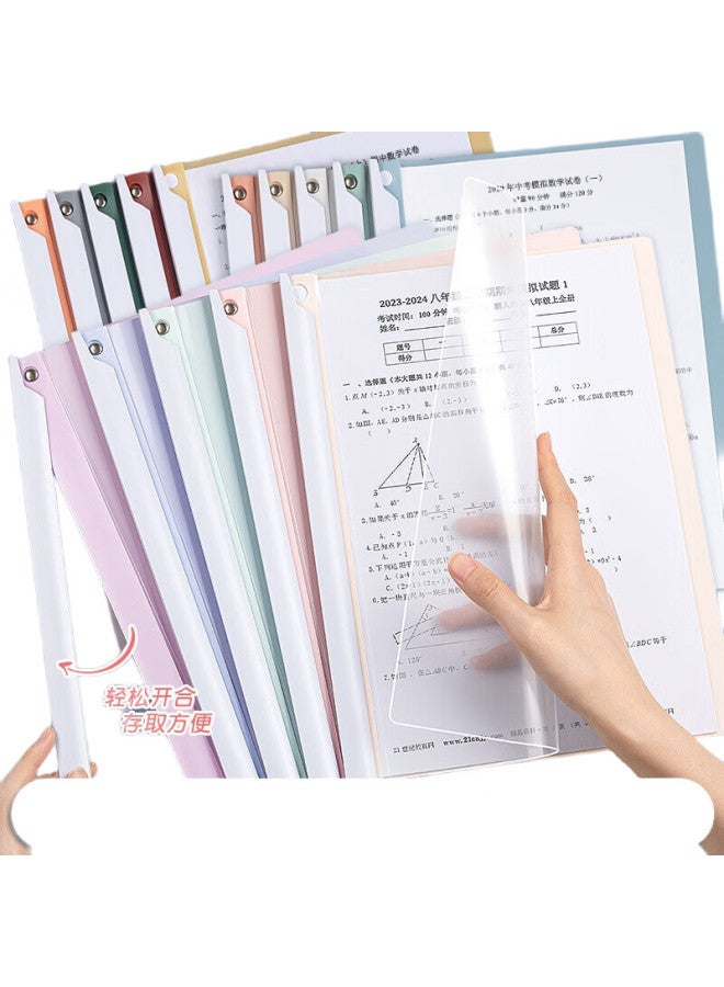 Jiamo Rotating Lever Arch File Folder, A4 Paper Storage Folder, Pull Rod Folder, Document Folder, Sliding Bar Folder, Loose-Leaf Folder, Transparent Insert Binding Tool, Macaron Rotating File Folder, 5-Pack - Image 1