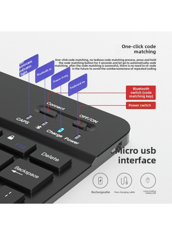 Bluetooth Keyboard Thai Russian Spanish Multi-language Small Batch Language Silk Screen Mobile Phone Tablet Universal Keyboard-Color:Spanish-Product Type:Black (color Box Packaging) - Image 3