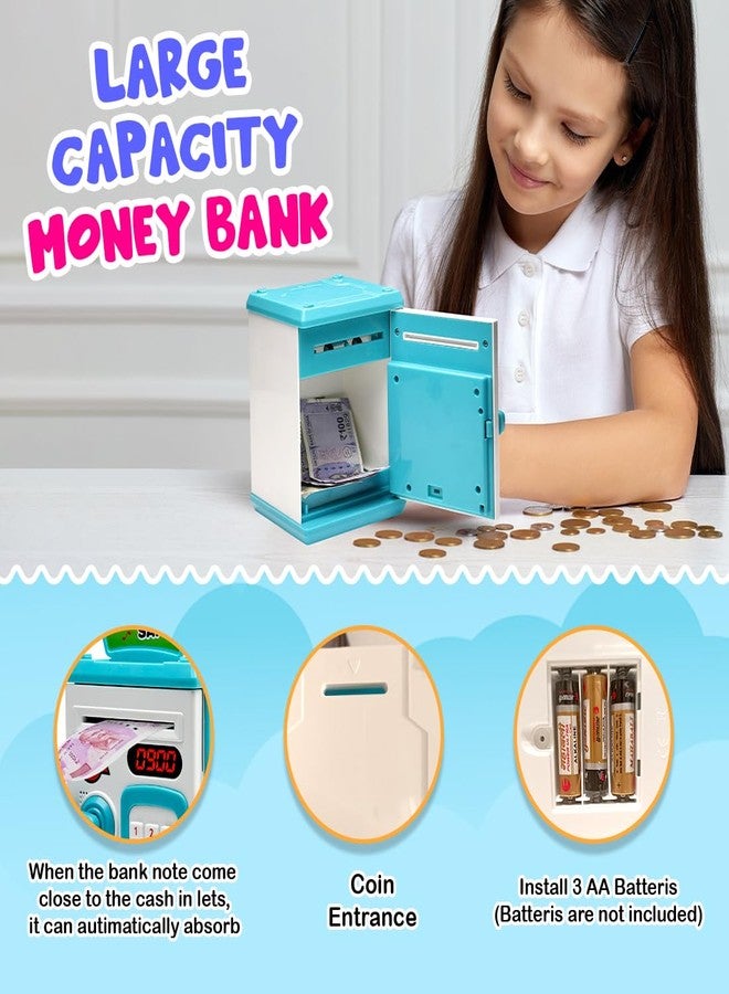 Gooyo GY-3011 Toy Money Bank with Fingerprint Sensor & Password Protection Feature | Money Safe Toy with Sound Effects | Money Saving Toy for Kids | Blue, Power Source : 3xAA Batteries (Not Included) - Image 5