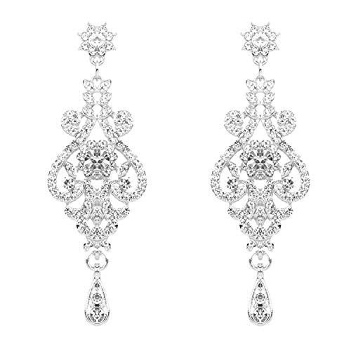 Hapibuy Austrian Crystal Wedding Jewelry Set Bridal Necklace and Earring Set for Women and Bride Silver color - Image 5