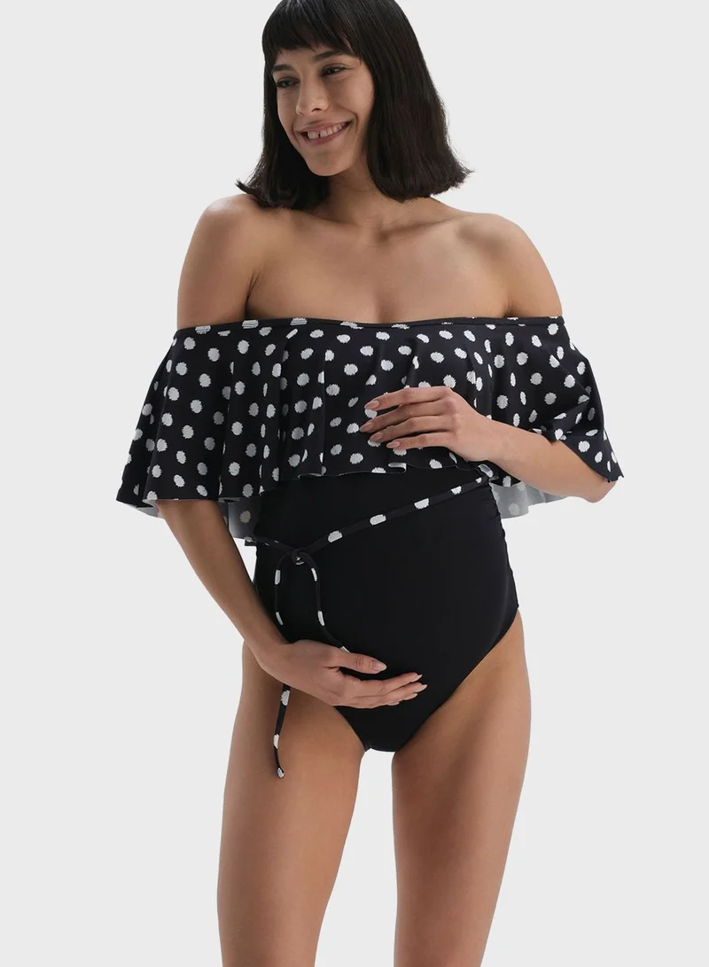 dagi Printed Bardot Swimsuit
