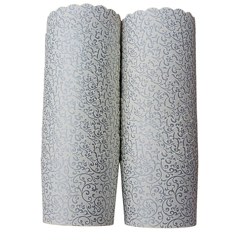 BAKEINCUP 50Pack Paper Baking Cups Greaseproof Disposable Cupcake Muffin Liners Large Silver Scroll