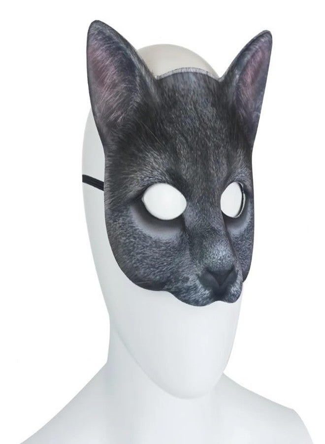 Hosfairy 1Pcs Halloween Half Face Cat Mask Animal Cat Mask for Halloween Christmas Easter Novelty Costume Party Accessory（Style A） - Image 5