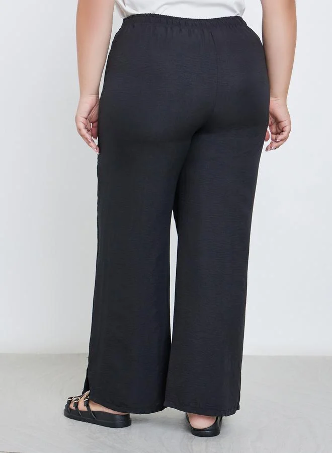 Styli Styli Plus Black Wide Leg Trousers