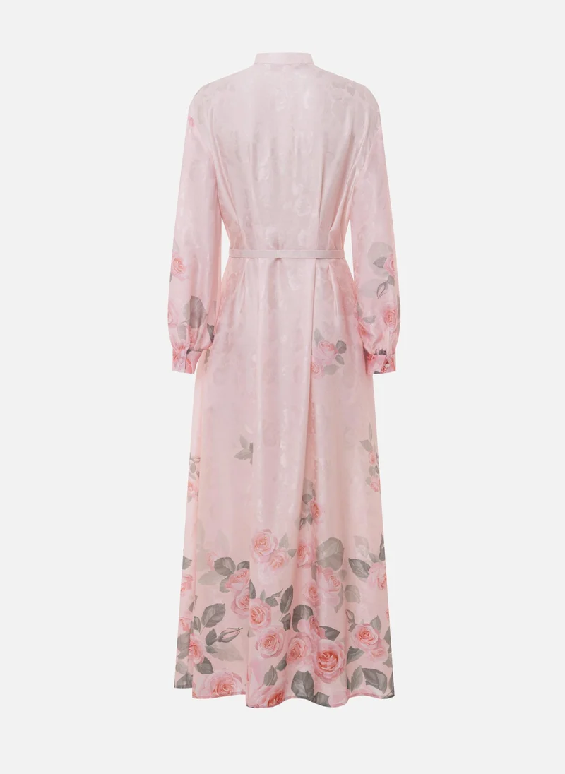 Lichi Satin maxi dress with floral pattern