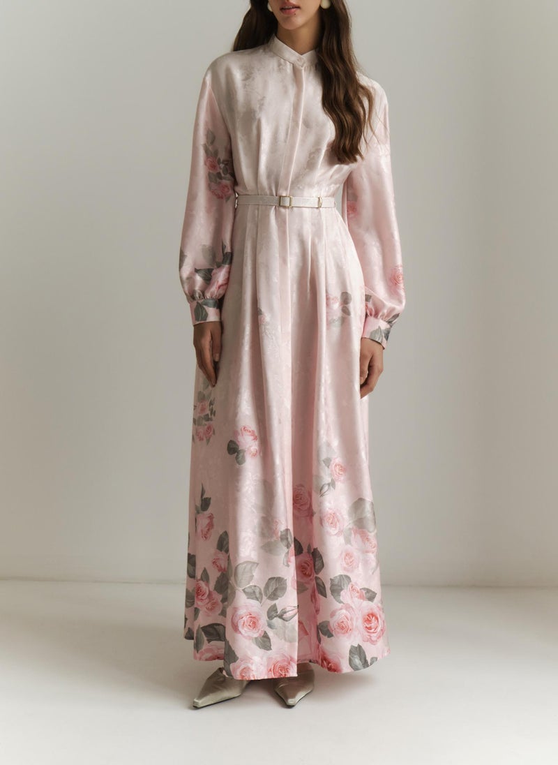 Lichi Satin maxi dress with floral pattern - Image 1