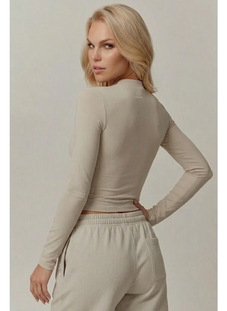 ملابس رياضية من كور Idole Long Sleeve Top - Beige