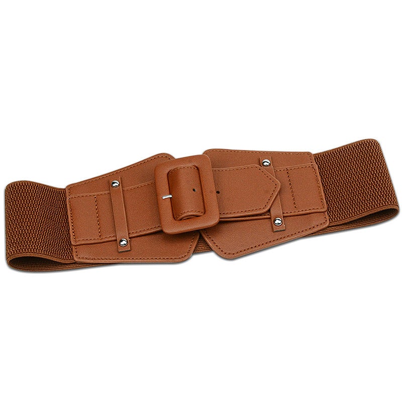 Ladies Elastic Waist Belt Buckle Dress Coat Accessory Red - Image 4