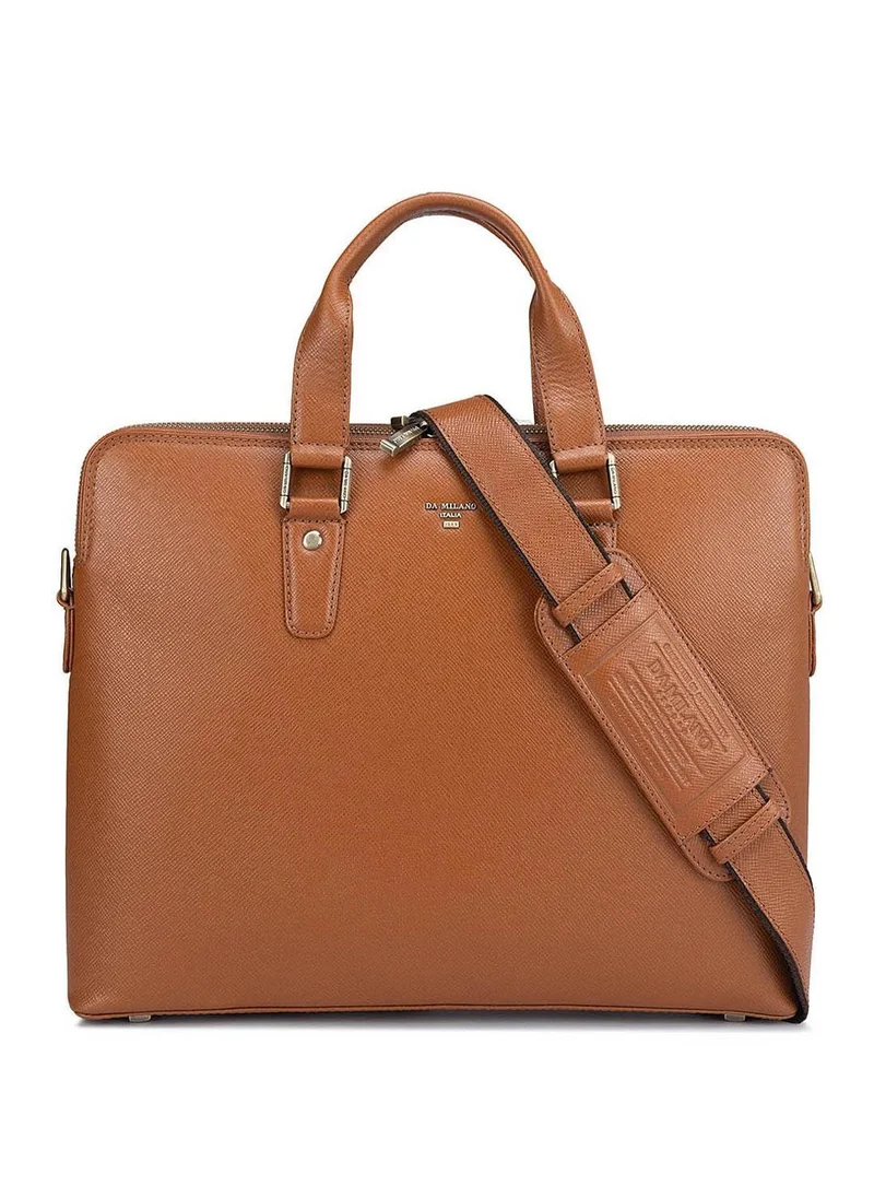 Da Milano Da Milano Monogram Patterned Leather Laptop Bag - Cognac (CB-1961E)