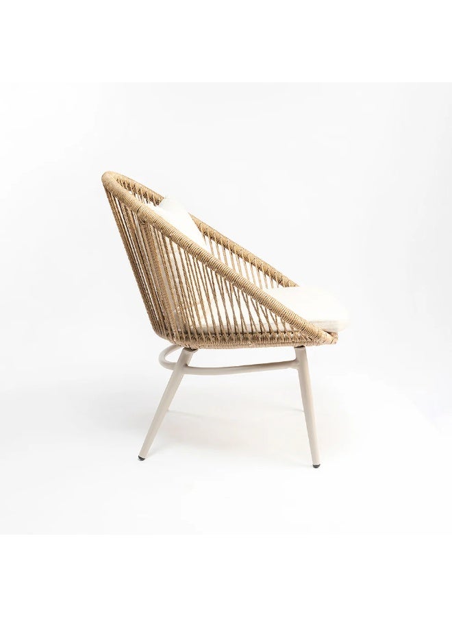 Home auraa Outdoor Rope Dining Chair Set of 2 | Woven Patio Chair with Cushions | Weather-Resistant Garden & Balcony Seating | 85 x 69 x 72 CM - Image 4