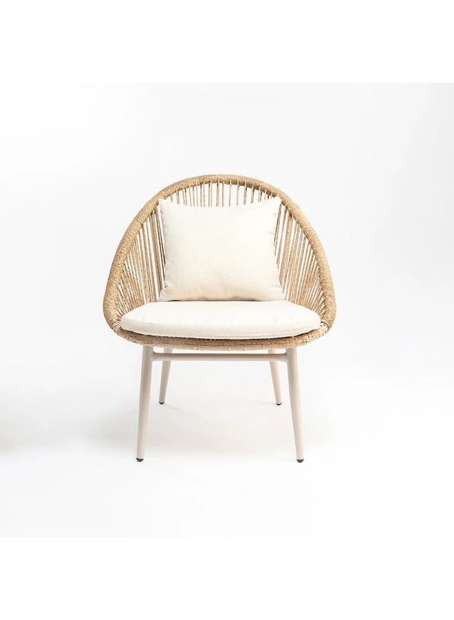 Home auraa Outdoor Rope Dining Chair Set of 2 | Woven Patio Chair with Cushions | Weather-Resistant Garden & Balcony Seating | 85 x 69 x 72 CM - Image 2