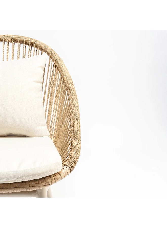 Home auraa Outdoor Rope Dining Chair Set of 2 | Woven Patio Chair with Cushions | Weather-Resistant Garden & Balcony Seating | 85 x 69 x 72 CM - Image 5