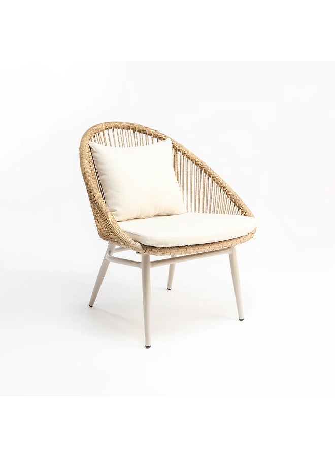 Home auraa Outdoor Rope Dining Chair Set of 2 | Woven Patio Chair with Cushions | Weather-Resistant Garden & Balcony Seating | 85 x 69 x 72 CM - Image 3