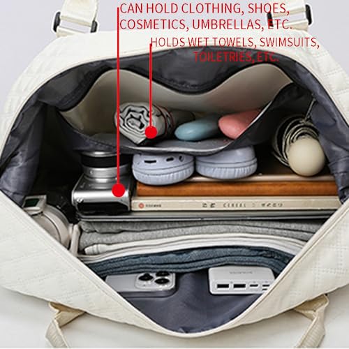 Keoferlo Quilted Travel Bag Overnight Gym Tote Duffel Carry On Blue Traveling Weekend Sports Bag for Women - Image 4