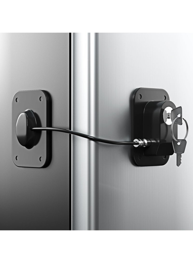 Fridge Lock, 2PCS Upgraded Refrigerator Lock for Kids Fridge Locks for Kids and Freezer Lock with Keys Easy to Use and Install, Mini Fridge Lock, Black  - Image 1