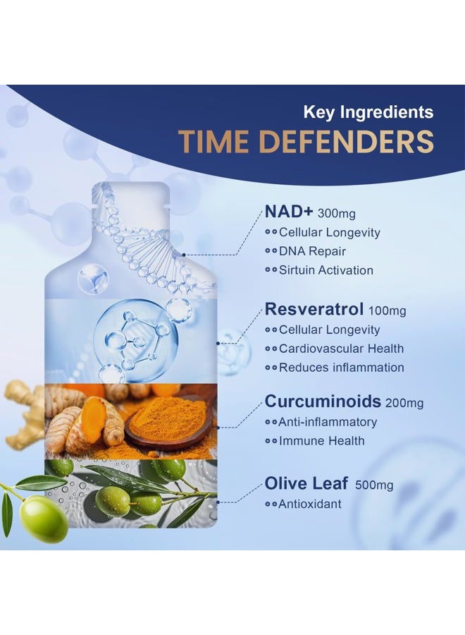 Megneta Liposomal NAD+ Supplement with Resveratrol, Anti-Aging, Energy Boost & Cellular Health Support, 15.2 fl. oz NAD Liquid for Men & Women (30 Pouch) - Image 3