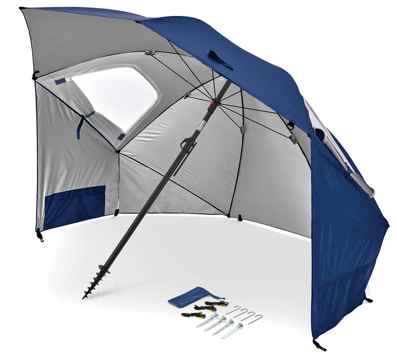 Sport-Brella Premiere UPF 50+ Umbrella Shelter for Sun and Rain Protection (8-Foot, Blue) - Image 1