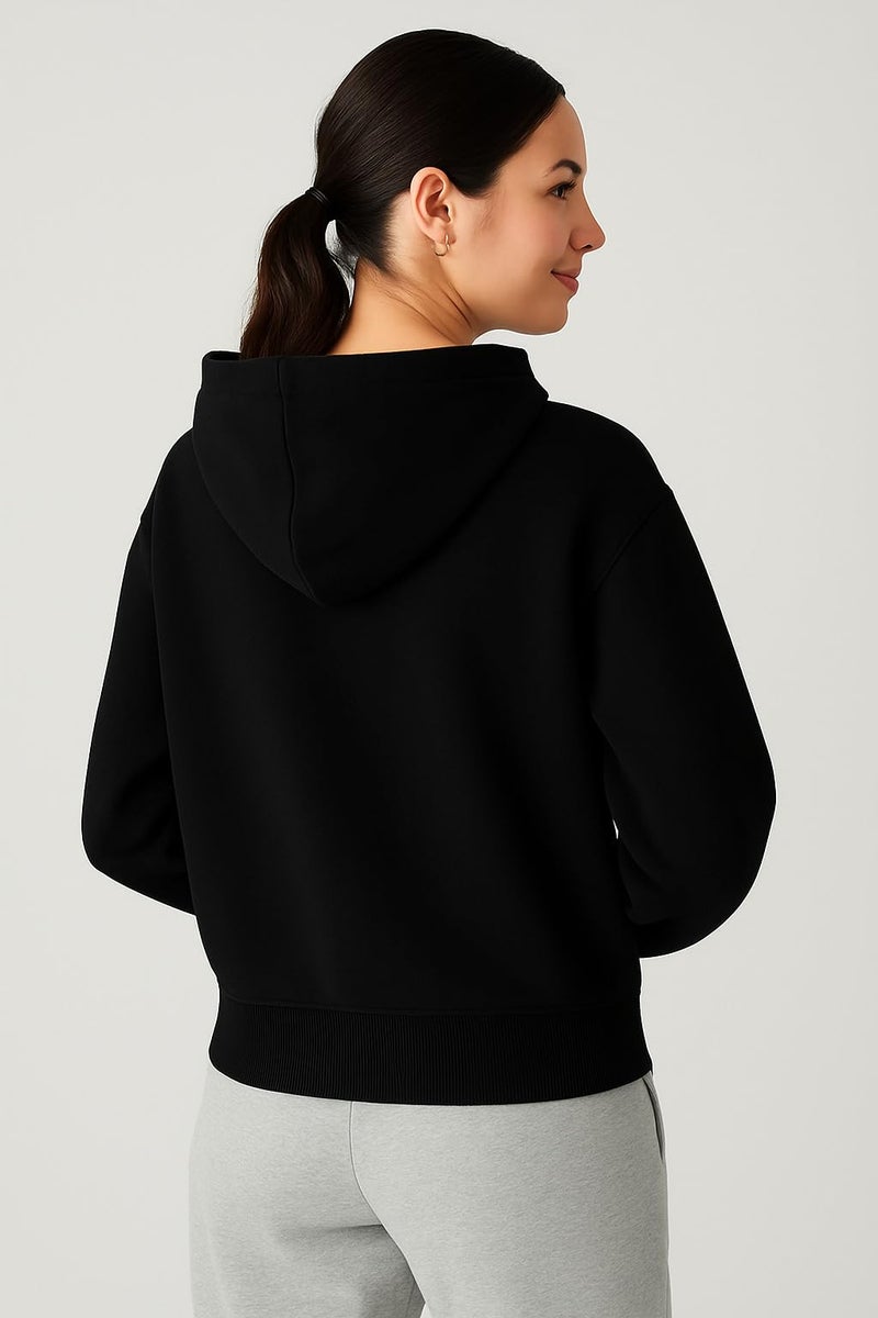 ADBUCKS Women's Oversized Winter Jacket Sweatshirts Casual Drawstring Clothes Zip Up Hoodie with Front Pocket Ii Womens Hoodies Ii (in, Alpha, 4XL, Black) - Image 4