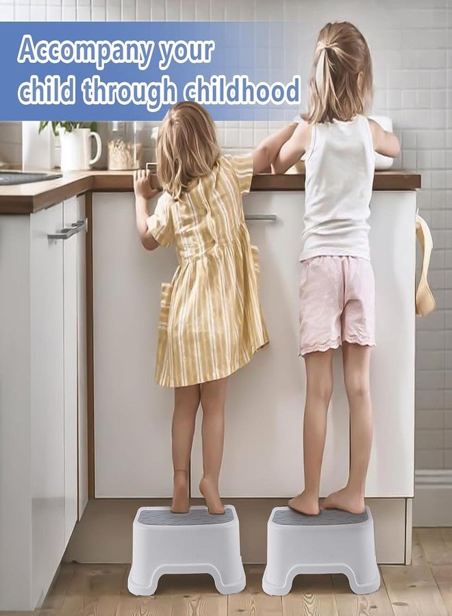Meneflix Two Step Stool for Kids, Double up Toddler Step Stool for Potty Training, Kitchen, Bathroom, Toilet Stool with Anti-Slip Strips for Safety, Stackable, Wide Step (1 Pack White) - Image 4