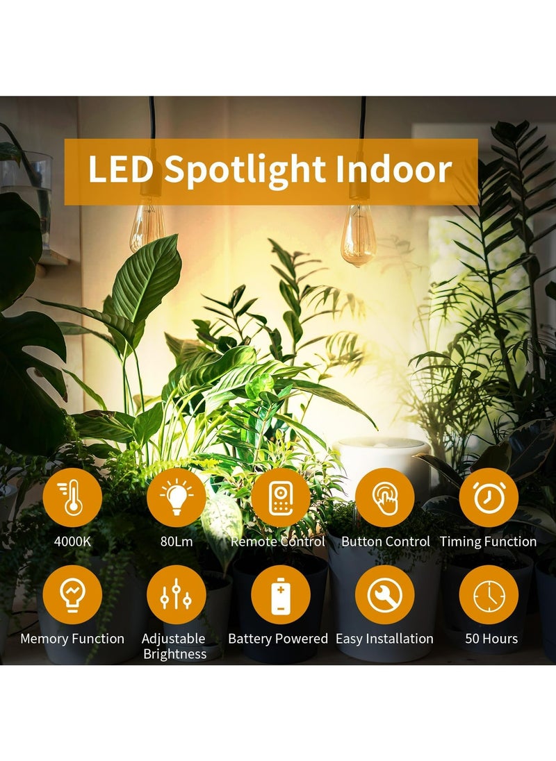 CMGTYYD 2Pcs Wireless Spotlight for Indoor, Battery Operated LED Spotlight with Dimmable Rotatable Timer Uplight Mini Accent Lights with Remote for Wall Display Plants Painting Artwork Closet Natural White  - Image 2