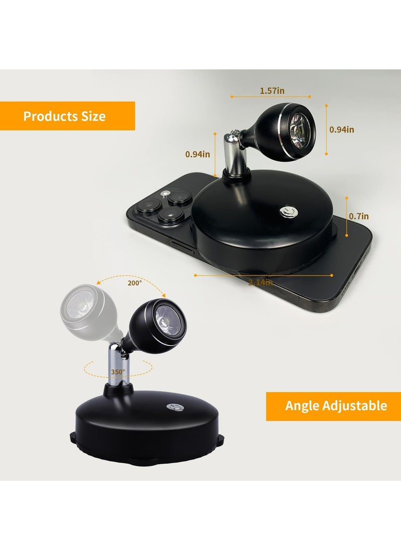 CMGTYYD 2Pcs Wireless Spotlight for Indoor, Battery Operated LED Spotlight with Dimmable Rotatable Timer Uplight Mini Accent Lights with Remote for Wall Display Plants Painting Artwork Closet Natural White  - Image 5