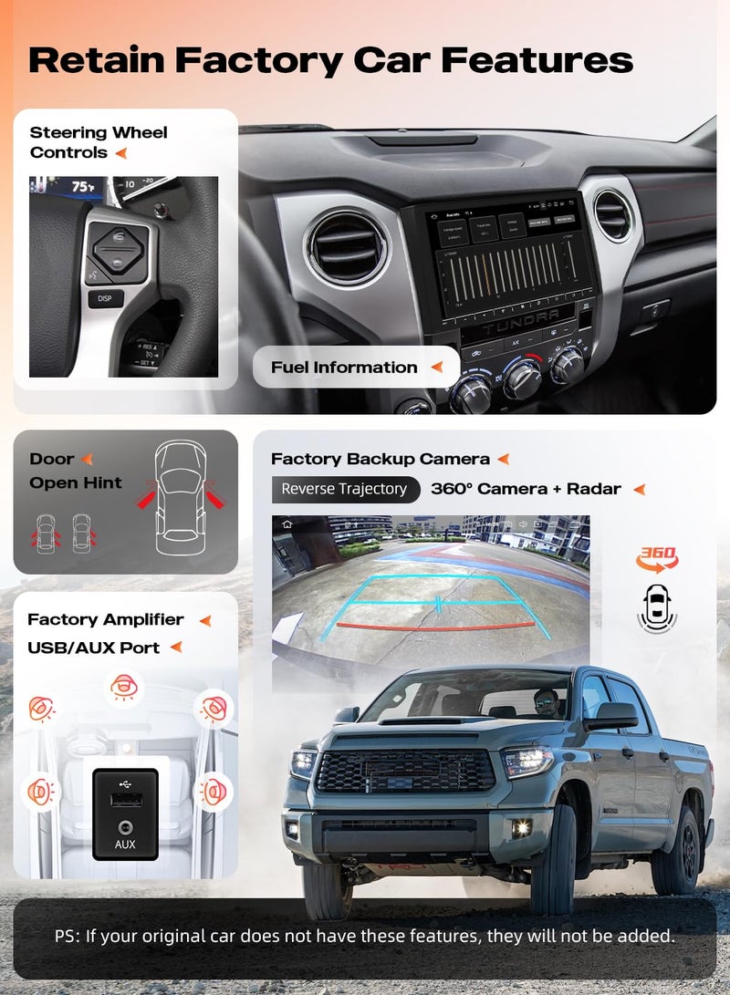 Dasaita Android 13 Radio for Toyota Tundra 2014-2021, 10.2 Inch QLED Touchscreen, Wireless CarPlay, Android Auto, 5G WiFi, 4G LTE, DSP, GPS Navigation, 6GB+64GB - Image 3