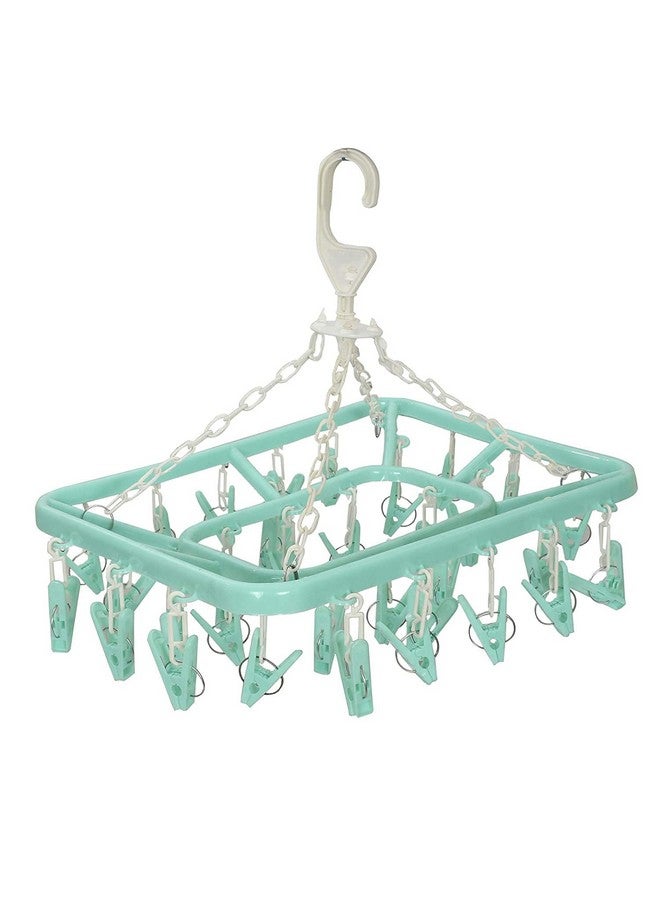 Kuber Industries Plastic 360 Degree Portable Folding Clothes Drying Rack Space Saving Travel Rotatable Clips (Green, 32 Clip, KUBMART15537) - Image 1