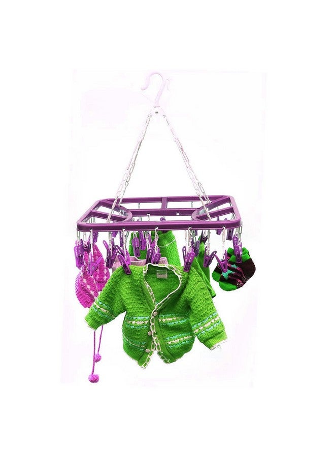 Kuber Industries Plastic 360 Degree Portable Folding Clothes Drying Rack Space Saving Travel Rotatable Clips (Green, 32 Clip, KUBMART15537) - Image 4