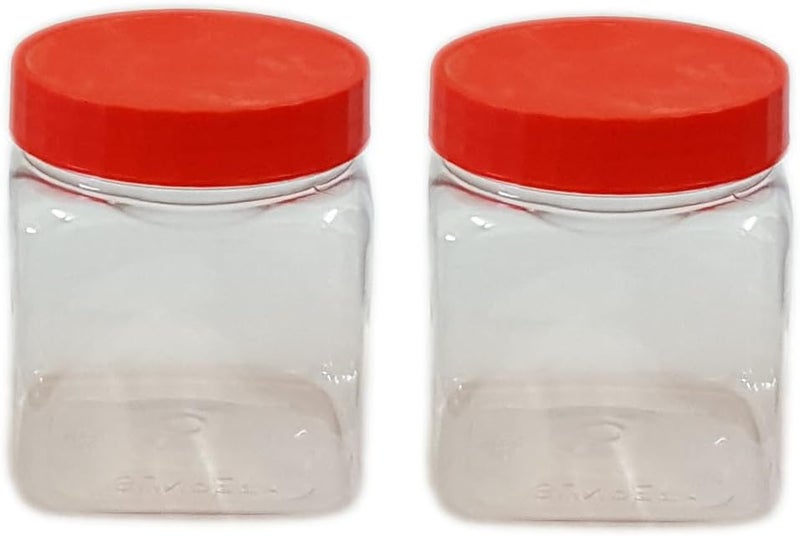 J0400SQ Small Plastic Food Storage Canisters, Red, 400ml, Pack of 2